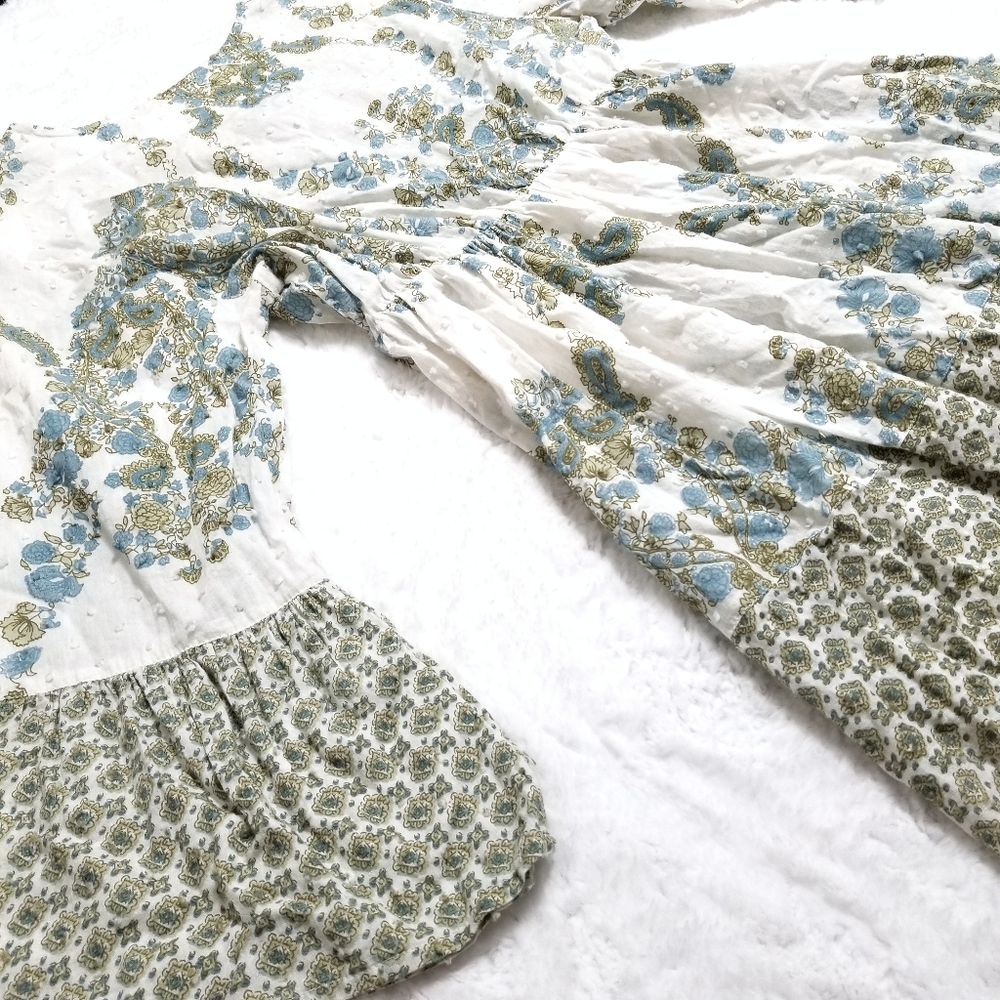 Punch floral paisley tiered Swiss dot cotton tunic - Picture 6 of 8